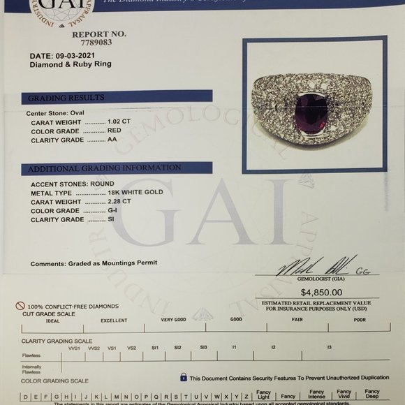 Vintage 18 Karat White Gold Ruby and Diamond Ring Size 6.25 #10144 - Picture 10 of 11